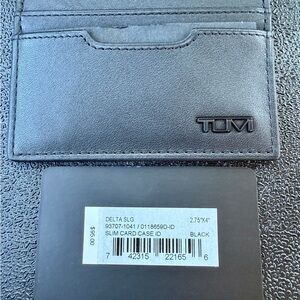 TUMI - Delta Slim Card Case w/ ID Display - Mens EDC Leather Wallet Black Nwt